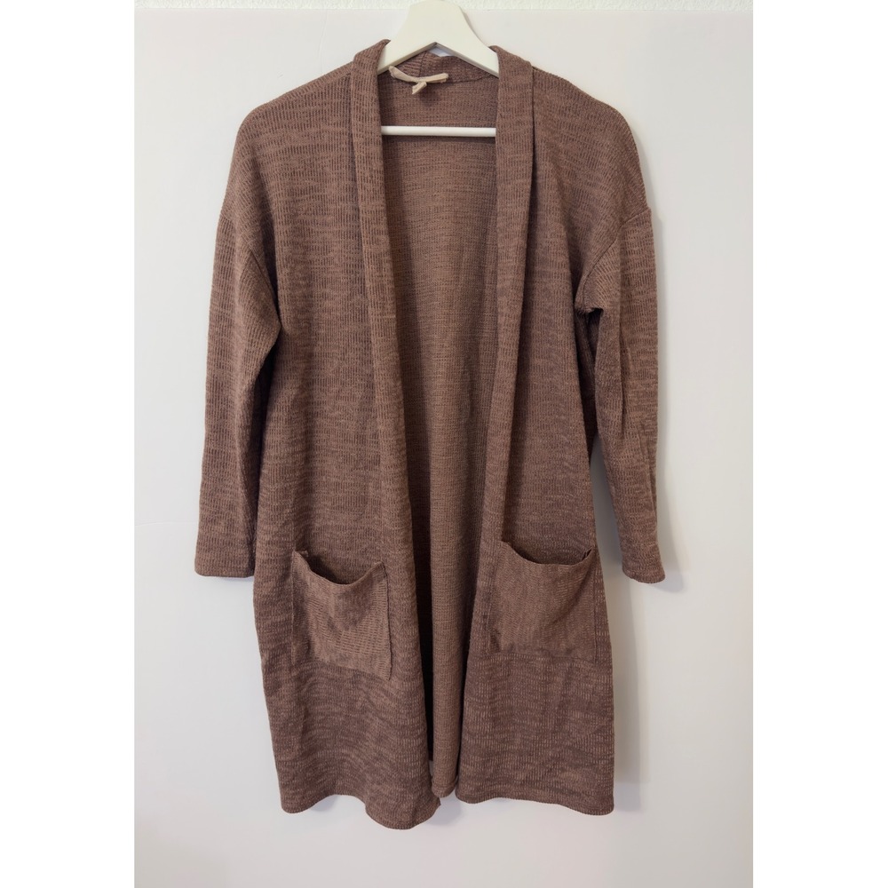 No Trills Los Angeles Open Front Knit Cardigan Sweater Brown Size Medium